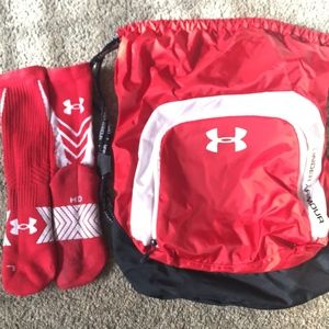 Under Armour backpack and socks